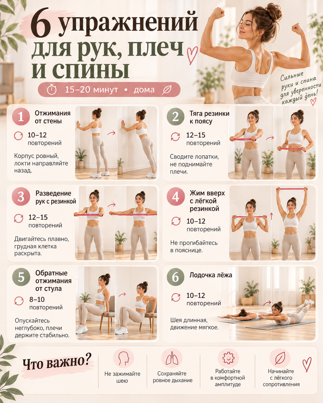 6 упражнений для рук, плеч и спины