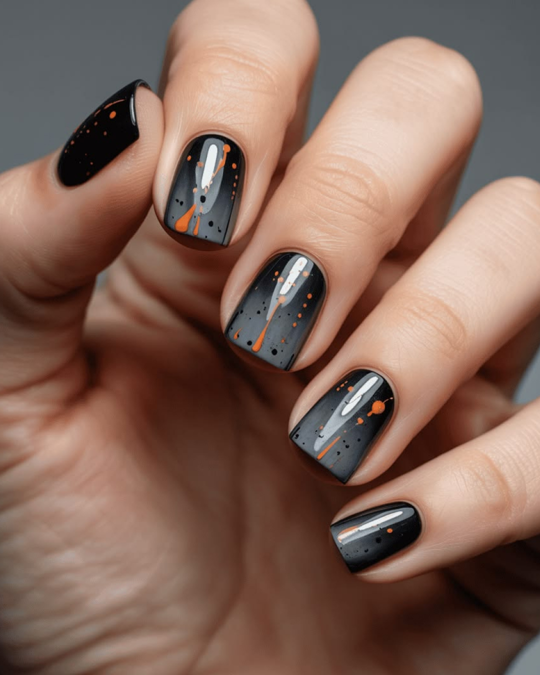 black orange splatter