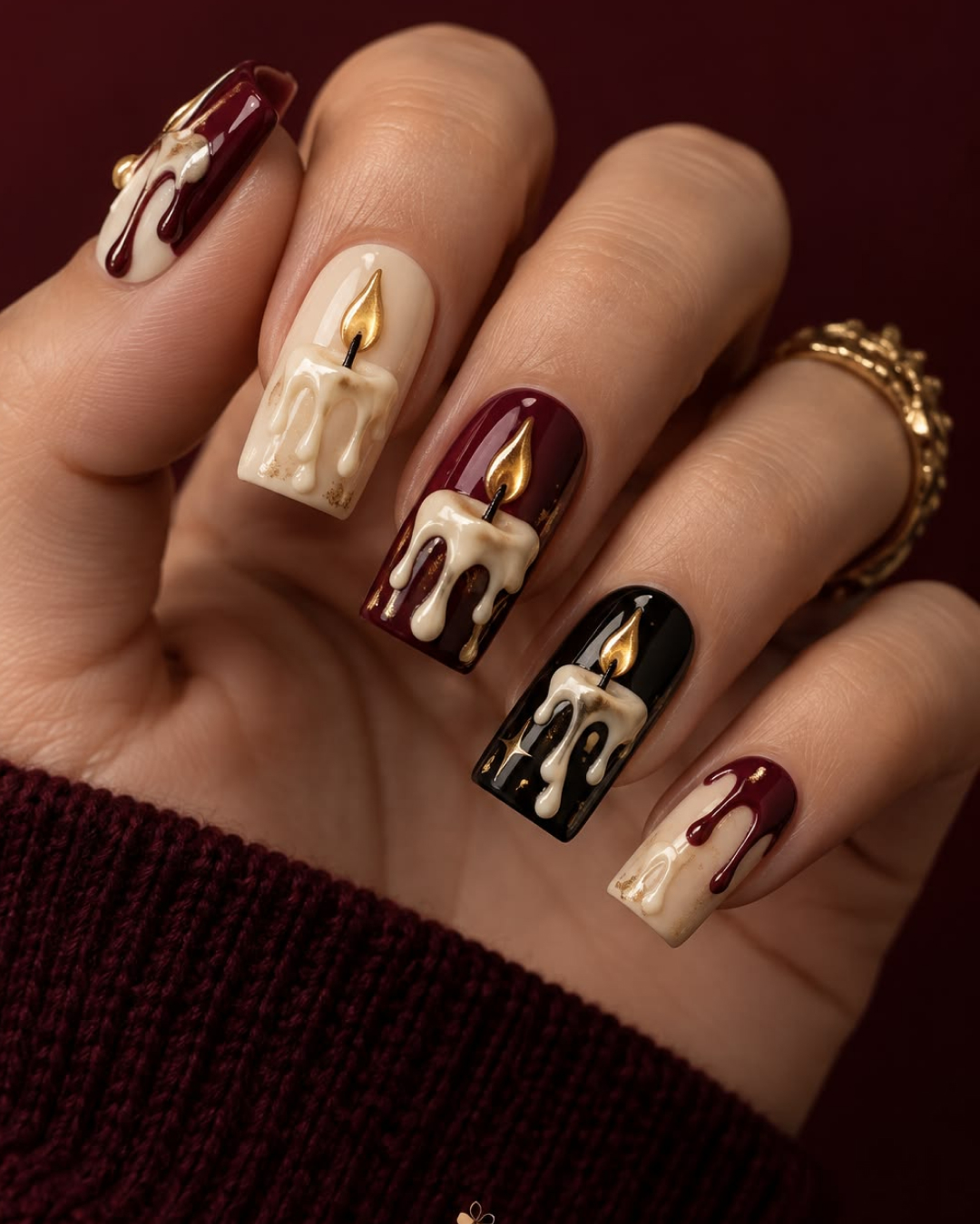 burgundy 3d candles