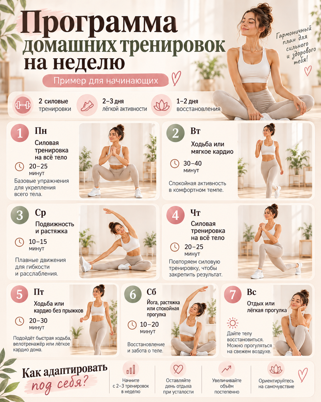 План домашних тренировок на неделю
